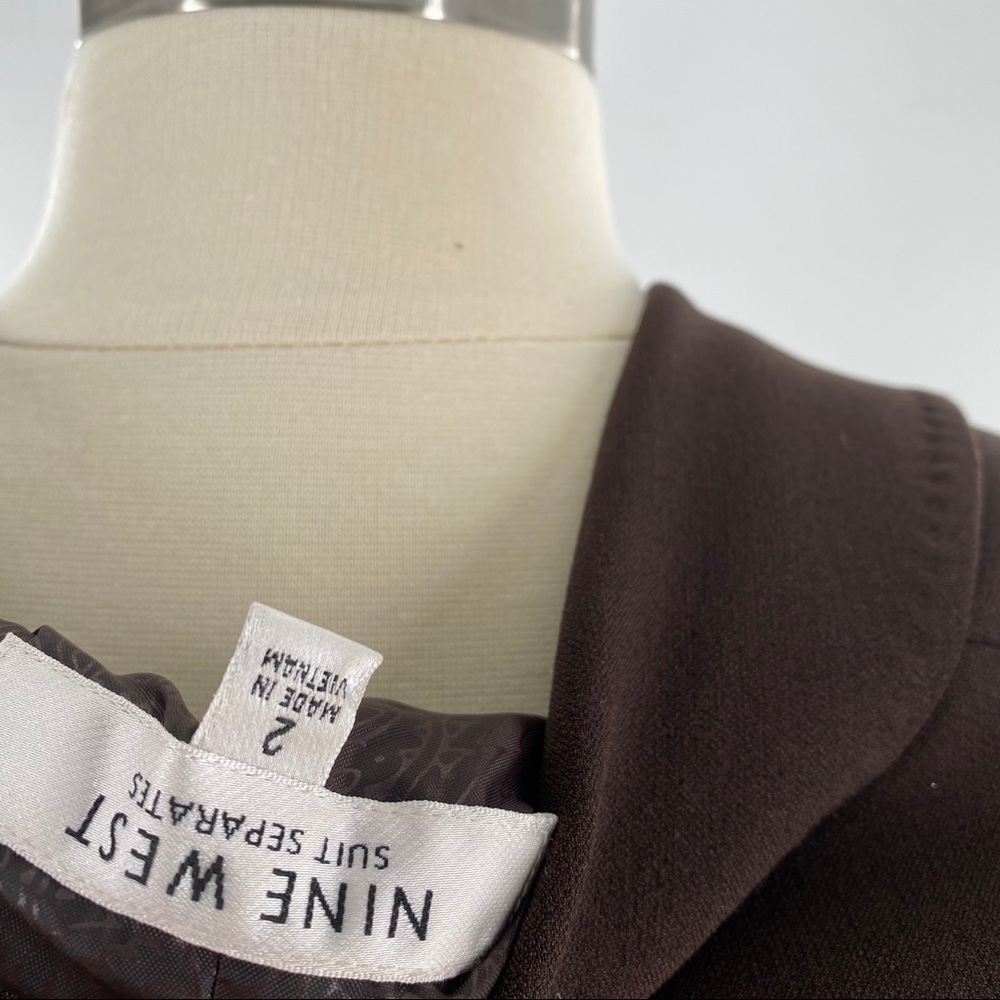 Nine West Sleek Solid Brown Single Button Blazer - image 5